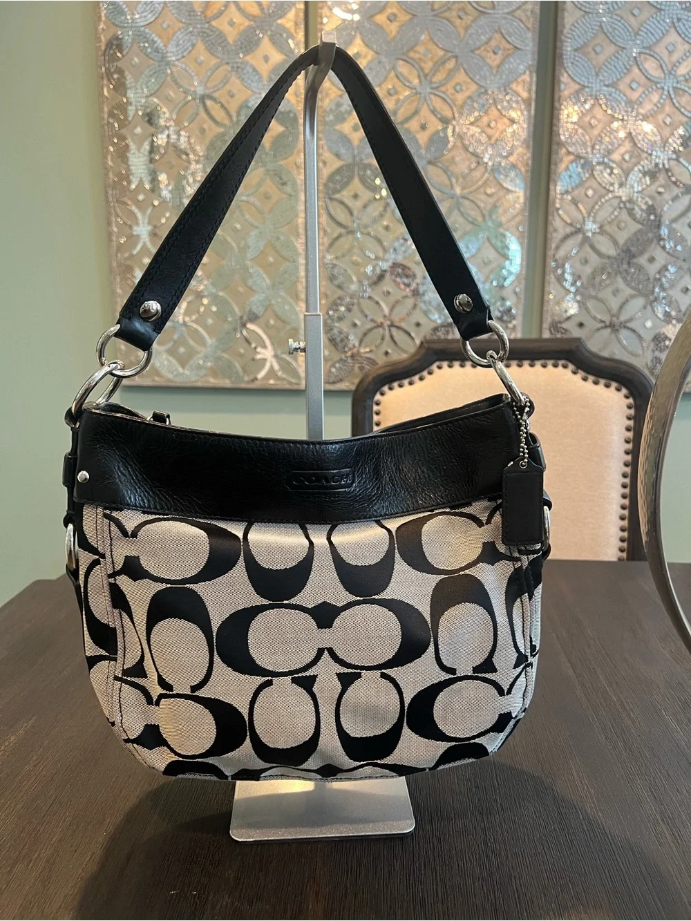 Coach Black & Grey Signature Zoe